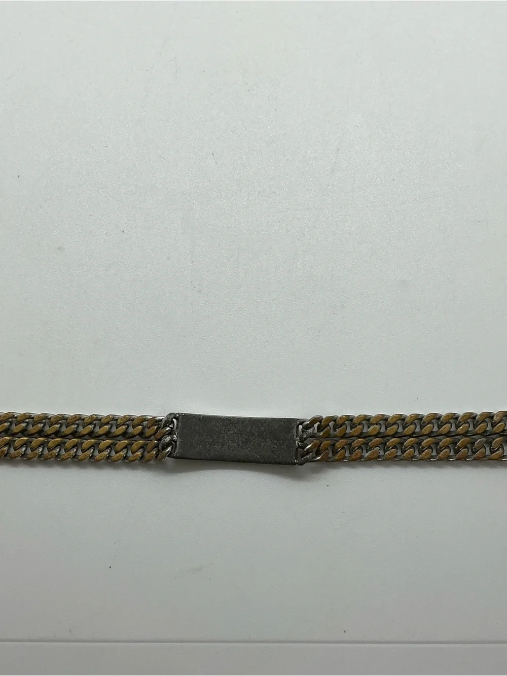 Vintage Speidel USA Silver & Gold Tone ID Bracelet Chunky Engraved Bill